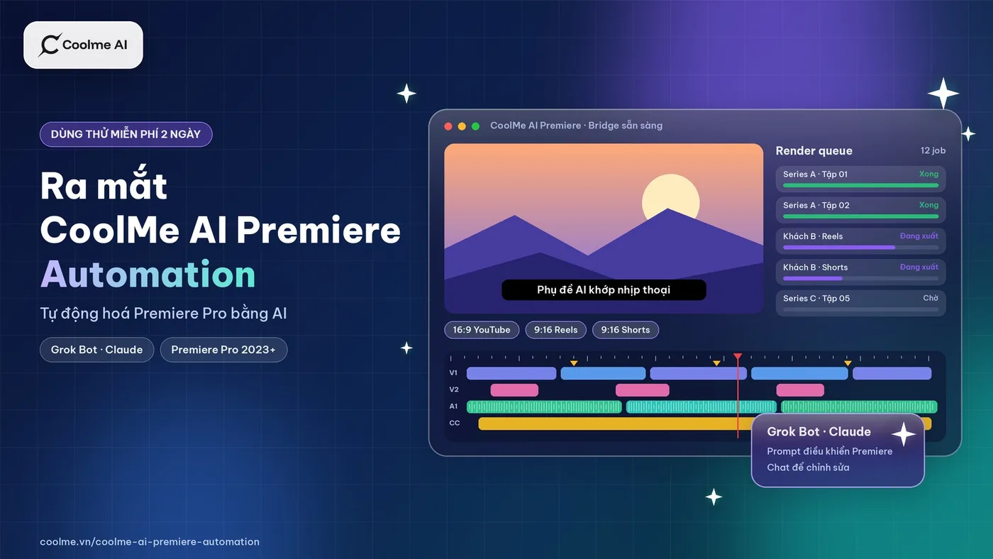 CoolMe AI Premiere Automation: tự động hoá Premiere Pro