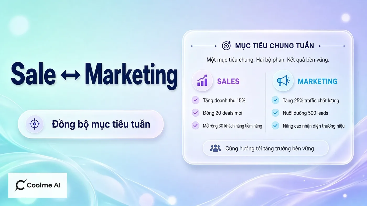 Đồng bộ mục tiêu tuần giữa sale và marketing với CoolMe Đồng bộ mục tiêu tuần giữa sale và marketing