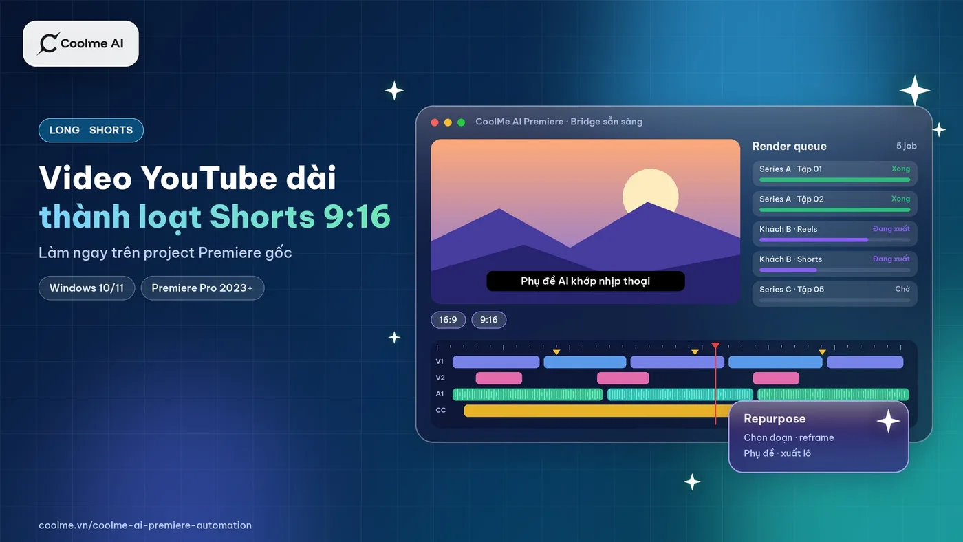 Từ một video YouTube dài ra loạt Shorts 9:16 ngay trong Premiere Cắt video dài thành Shorts 9:16 ngay trong Premiere