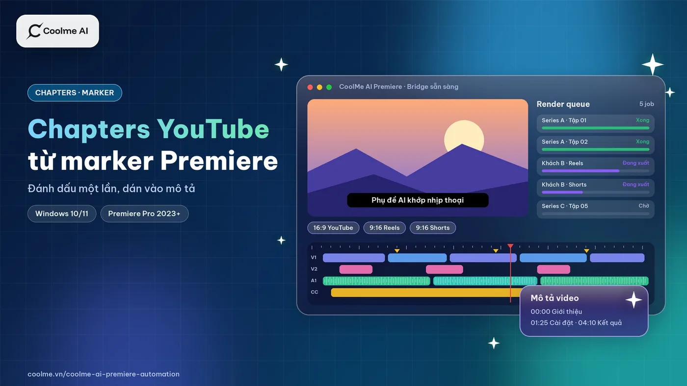 Chapters YouTube từ marker trong Premiere: đánh dấu một lần, dán vào mô tả Tạo chapters YouTube từ marker trong Premiere Pro