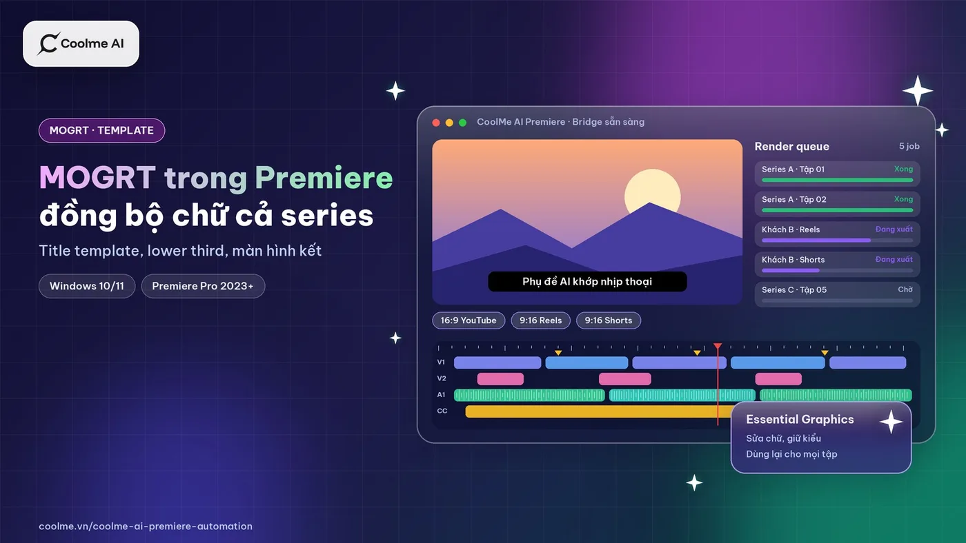 MOGRT trong Premiere Pro: dùng title template để cả series đồng bộ chữ MOGRT Premiere Pro là gì, cách dùng title template