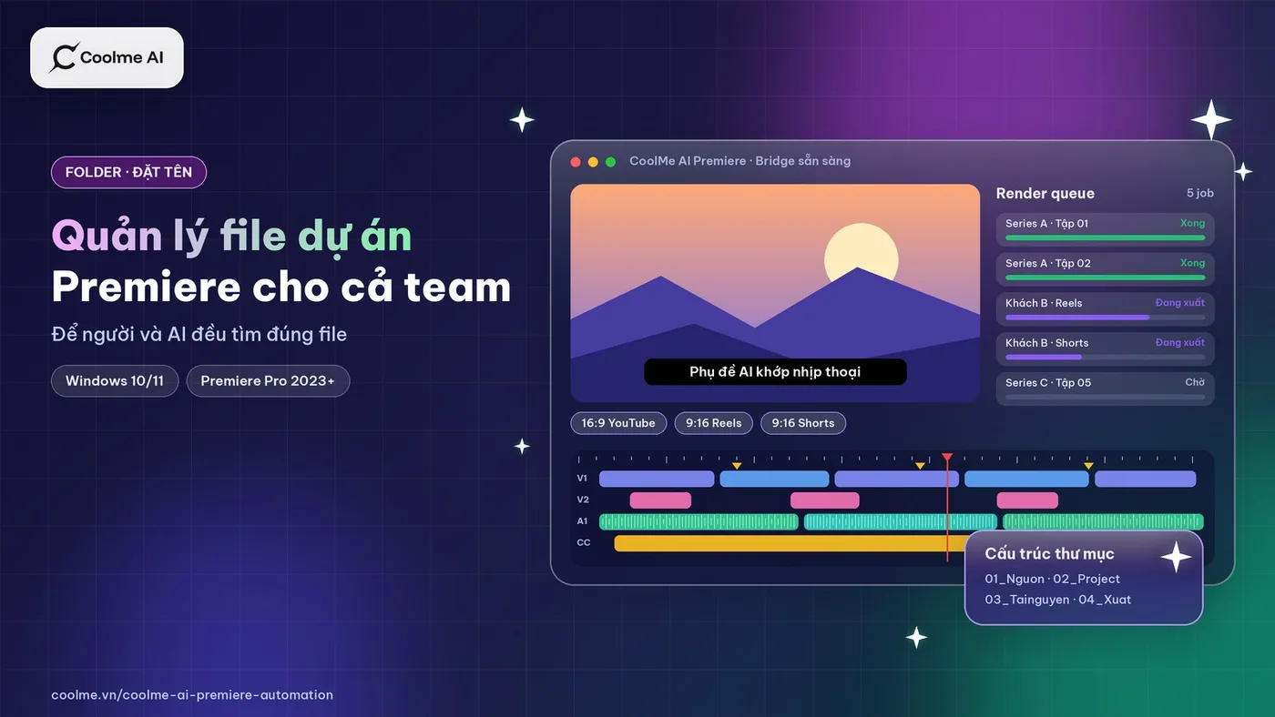 Đặt tên footage, folder và project Premiere sao cho cả team và AI đều tìm đúng file Quản lý file dự án Premiere: đặt tên và cấu trúc folder