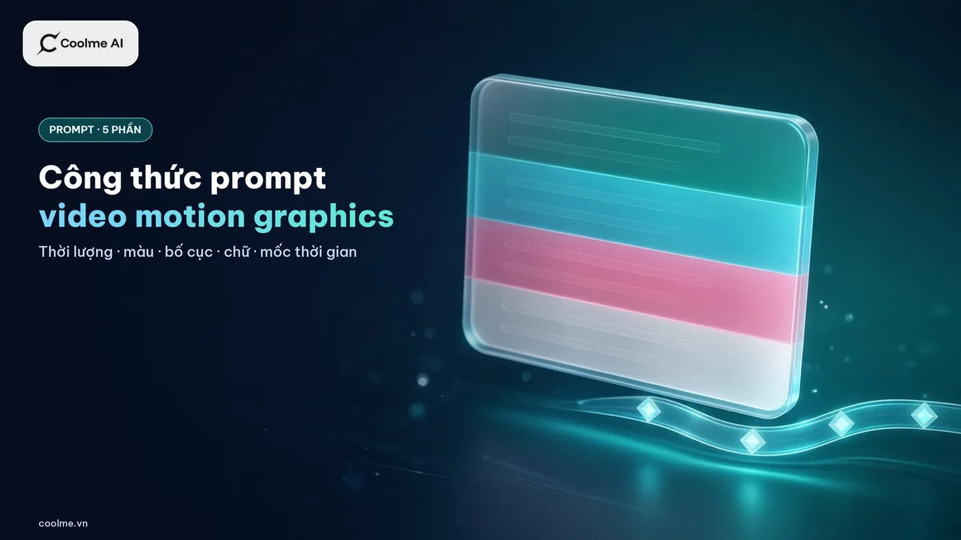 Công thức prompt cho video motion graphics giao diện: thời lượng, màu, bố cục, chữ và mốc thời gian Công thức prompt tạo video AI cho cảnh giao diện phần mềm