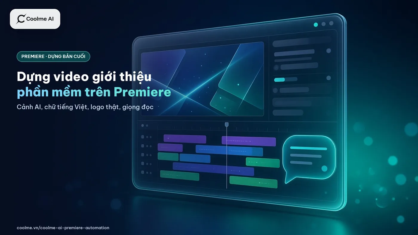 Dựng video giới thiệu phần mềm trên Premiere bằng AI: ghép cảnh, chữ tiếng Việt, logo thật và giọng đọc Dựng video giới thiệu phần mềm trên Premiere bằng AI
