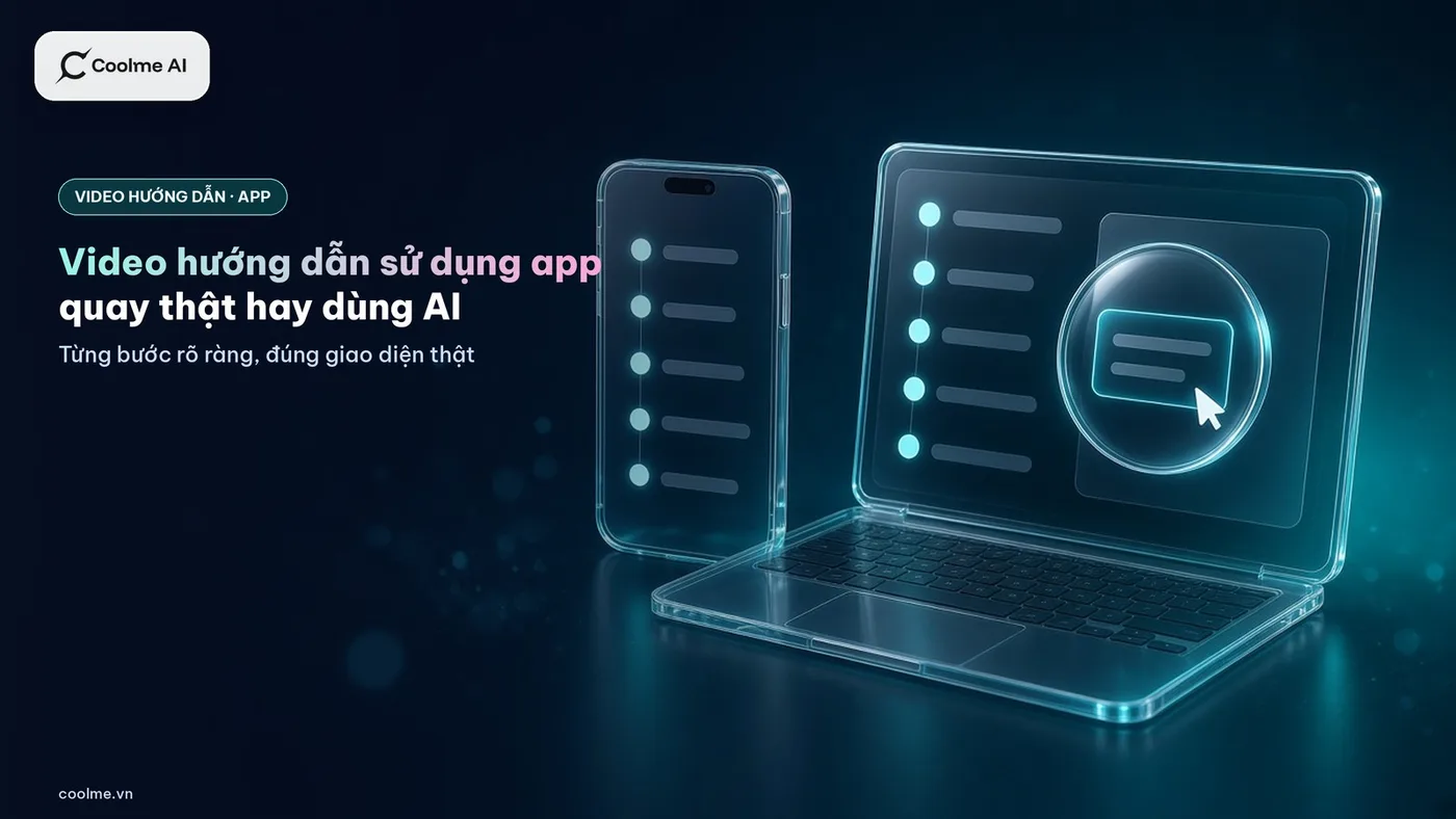 Cách làm video hướng dẫn sử dụng app: khi nào quay màn hình thật, khi nào dùng AI Cách làm video hướng dẫn sử dụng app, phần mềm